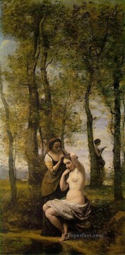 Le Toilette alias Paisaje con figuras plein air Romanticismo Jean Baptiste Camille Corot Pinturas al óleo